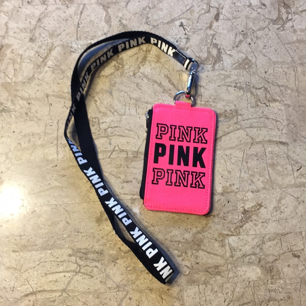 New Victoria secret pink lanyard wallet
